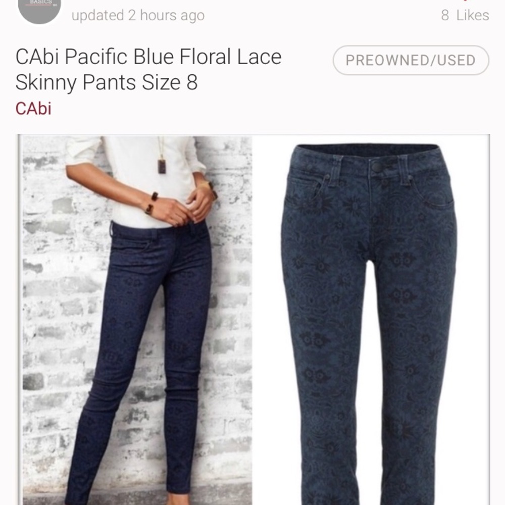 Cabi #3195 floral lace skinny jean, size 6